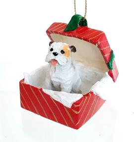 img 2 attached to Eye-catching Eyedeal Figurines: White English Bulldog Christmas Ornament in a Red Gift Box - RGBD05C