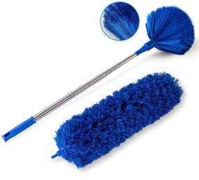 img 4 attached to 🧹 Blue Ceiling Fan Duster with Extension Pole, Cobweb & Corner Brush Cleaning Kit - 2 Duster Heads Included, 15-100 Inch Long Handle Aluminum Telescoping Pole, Washable