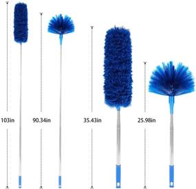 img 3 attached to 🧹 Blue Ceiling Fan Duster with Extension Pole, Cobweb & Corner Brush Cleaning Kit - 2 Duster Heads Included, 15-100 Inch Long Handle Aluminum Telescoping Pole, Washable