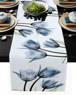 👗 stunning runner blue linen long dresser scarves tablerunner - elevate your table décor logo