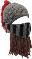 🧔 creative original barbarian knit beard hat: the ultimate funny wig beanie hat with facemask logo