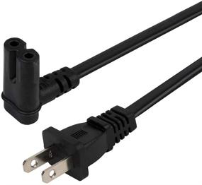 img 2 attached to 🔌 12FT US 2 Prong to IEC 320 C7 Right Angle Power Cord for TV, Monitor, Apple TV, Sony PS4, PS3 Slim