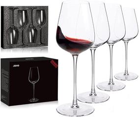 img 4 attached to 🍷 Hand Blown Italian Crystal Bordeaux Wine Glasses - Exquisite Gift Set - Premium Lead-Free Glassware - Set of 4 - 18oz capacity