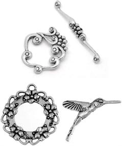 img 4 attached to 🍇 Gorgeous JGFinds Grapevine & Hummingbird Bracelet Toggle Clasps - DIY Jewelry Making Supplies (20 Pack, 10 Silver Tone of Each)