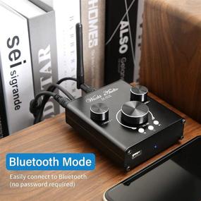 img 2 attached to 🔊 Премиум Bluetooth 5.0 Стерео Усилитель звука мощностью 2.0 канала 50w+50w | Адаптер DC 24V 6A, регулировка высоких и низких частот | Множественные входы: USB, Bluetooth, Aux | Встроенная звуковая карта