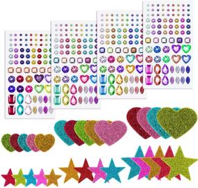 img 4 attached to Anezus 4 Sheets Craft Gems Self Adhesive Rhinestones Jewel Stickers with 100Pcs Glitter Foam Stickers Self Adhesive for DIY Crafts, Various Sizes and Shapes