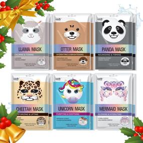 img 4 attached to 🎁 Epielle Character Sheet Masks - Animal Spa Mask for All Skin Types - Spa Gifts for Women - Birthday Party Gift for Her Kids - Spa Day Party - Girls Night - Christmas Party Favors - Stocking Stuffers - Assorted Character Mask 12-Pack