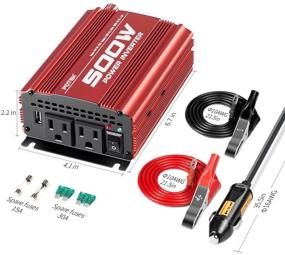 img 3 attached to 🚗 POTEK 500W Car Power Inverter: Convert DC 12V to AC 110V with Dual AC Outlets and USB Port (2A)