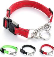 🐶 reflective martingale dog collar with metal buckle and miami cuban link chain – heavy duty adjustable nylon collars for small medium large dogs by nikpet logo