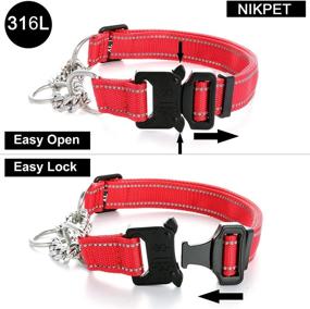 img 1 attached to 🐶 Reflective Martingale Dog Collar with Metal Buckle and Miami Cuban Link Chain – Heavy Duty Adjustable Nylon Collars for Small Medium Large Dogs by NIKPET