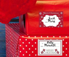 img 3 attached to 🎁 Enhance Your Christmas Gift Presentation with 60 Jumbo Gift Tag Stickers - Modern Red, White, Silver, and Gold Xmas Designs!