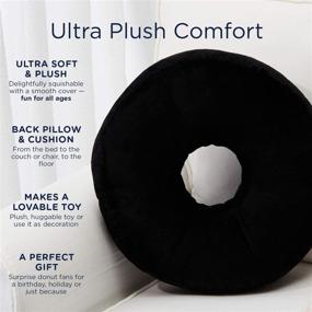 img 3 attached to Super Soft Microplush Doughnut Pillow and Comfy Seat Cushion for Kids and Adults - Cheer Collection Round Donut Pillow in Black