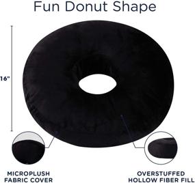 img 2 attached to Super Soft Microplush Doughnut Pillow and Comfy Seat Cushion for Kids and Adults - Cheer Collection Round Donut Pillow in Black