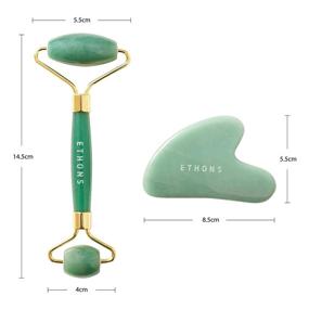 img 3 attached to 💆 ETHONS Jade Roller & Gua Sha 2 in 1: Premium Face Massager for Skin Tightening, De-Puffing, and Anti-Aging with Headache & TMJ Relief - Gift-Ready Packaging