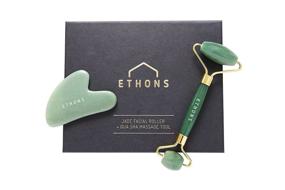 img 4 attached to 💆 ETHONS Jade Roller & Gua Sha 2 in 1: Premium Face Massager for Skin Tightening, De-Puffing, and Anti-Aging with Headache & TMJ Relief - Gift-Ready Packaging