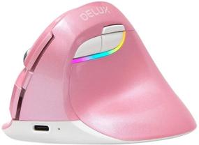 img 4 attached to 🖱️ Optimized M618mini-Pink Vertical Mouse with 2.4G USB Dongle and BT 4.0, Silent Ergonomic Wireless Mouse featuring Built-in Rechargeable Battery, 6 Buttons, 4 Level Sensitivity, Ideal for Small Hands