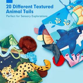 img 1 attached to Soft Touch and Feel Baby Books Set 0-6 Months - 2PCS First Cloth Books: Jungle Tails and Marine Life. Perfect Baby Gifts for Newborn Girls and Boys, Suitable for Strollers and Infant Sensory Development. Ideal Toys for 3-6 Months Old Babies.