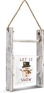 🏡 farmhouse decor towel rack - 3-tier whitewashed wood wall-hanging ladder with rope for bathroom storage логотип