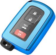 🔑 tukellen blue key fob cover for toyota | soft tpu key case protector shell compatible with tundra tocoma sequoia 4runner highlander rav4 camry corolla avalon | keyless go only logo