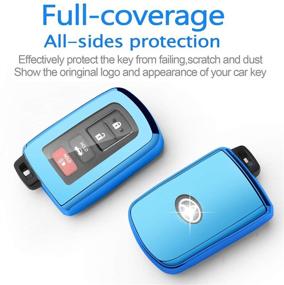 img 2 attached to 🔑 Tukellen Blue Key Fob Cover for Toyota | Soft TPU Key Case Protector Shell Compatible with Tundra Tocoma Sequoia 4Runner Highlander RAV4 Camry Corolla Avalon | Keyless Go Only