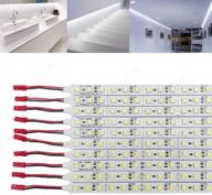 icih pack-10 aluminum rigid hard led strip light - daylight white 6000k smd5050 12v - super bright 36led/0.5m/7w bar логотип