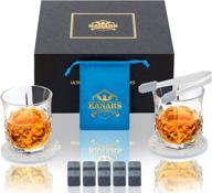 🥃 whiskey glasses for men, kanars scotch glasses with granite chilling stones in luxury box. bourbon whisky gifts for men dad unique logo