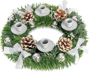 img 4 attached to Rocinha Christmas Advent Wreath: Silver Ribbon Candle Holder - Festive Holiday Tradition Décor