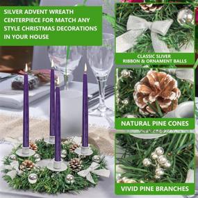 img 2 attached to Rocinha Christmas Advent Wreath: Silver Ribbon Candle Holder - Festive Holiday Tradition Décor