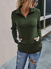 img 2 attached to 👚 Stylish Women's Quilted Sweatshirt with Zipper & Pockets: Long Sleeve Fashion Pullover Tops