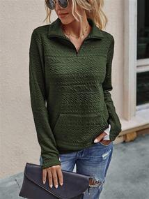 img 3 attached to 👚 Stylish Women's Quilted Sweatshirt with Zipper & Pockets: Long Sleeve Fashion Pullover Tops