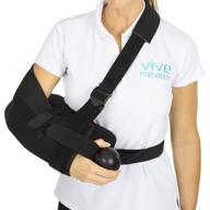 vive shoulder abduction sling - immobilizer and support for shoulder injury - superior pain relief arm pillow for rotator cuff, sublexion, surgery, dislocated, broken arm - includes pocket strap, stress ball, wedge логотип