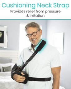 img 1 attached to Vive Shoulder Abduction Sling - Immobilizer and Support for Shoulder Injury - Superior Pain Relief Arm Pillow for Rotator Cuff, Sublexion, Surgery, Dislocated, Broken Arm - Includes Pocket Strap, Stress Ball, Wedge