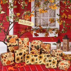 img 1 attached to Autumn-Themed Gift Wrapping Kraft Paper - Whaline Fall Gift 19.7 x 27.5 Inch Pumpkin, Sunflower & Autumn Leaves Pattern - 8 Sheets