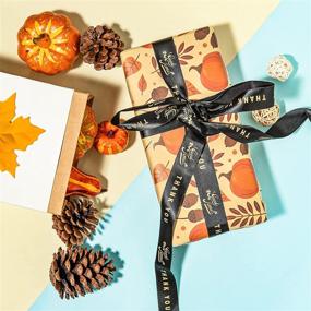 img 2 attached to Autumn-Themed Gift Wrapping Kraft Paper - Whaline Fall Gift 19.7 x 27.5 Inch Pumpkin, Sunflower & Autumn Leaves Pattern - 8 Sheets