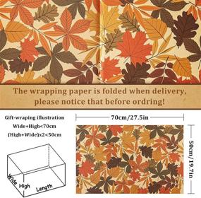 img 3 attached to Autumn-Themed Gift Wrapping Kraft Paper - Whaline Fall Gift 19.7 x 27.5 Inch Pumpkin, Sunflower & Autumn Leaves Pattern - 8 Sheets