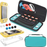 nintendo switch lite carrying case with tpu case cover, screen protector, and 8 game card slots - 4 in 1 portable accessories kit for switch lite 2019, travel bag carrier logo