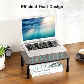 img 2 attached to 🖥️ HUANUO 3-Height Adjustable Monitor Stand Riser for 15.6” Laptop, Computer, iMac, PC, Printer, Desktop - Ergonomic Metal Monitor Riser Stand with Ventilated Platform, Promotes Airflow