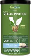 🌱 biochem 100% vegan plant protein - vanilla - 11.4 oz - easily digestible - amino acid - cranberry - keto-friendly - hemp seed - pea protein - refreshing taste - supports healthy immune system" - optimized product name suggestion: "biochem vegan plant protein - vanilla - 11.4 oz - easy digestion - amino acid blend - cranberry infused - keto-friendly - hemp & pea protein - deliciously refreshing - supports immune health logo