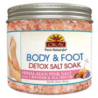 разбалуйте свои ноги с ванной для ног himalayan pink salt от okay, обогащенной маслом чайного дерева, лавандой, 20 унций. логотип