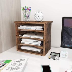 img 3 attached to 🗄️ OROPY Vintage Wood File Organizer - Adjustable Dividers, Letter Mail Tray Paper Sorter Shelves - 15 Inches Length x 13.7 Inches Height x 9.4 Inches Width