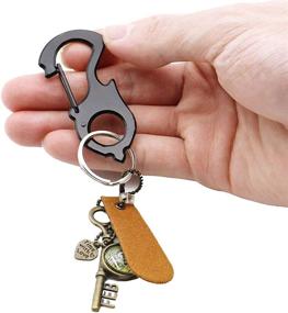 img 3 attached to 🔑 Versatile Carabiner Keychain Clip: Stainless Steel Multi-tool with Glass Breaker & Bottle Opener