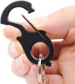 img 4 attached to 🔑 Versatile Carabiner Keychain Clip: Stainless Steel Multi-tool with Glass Breaker & Bottle Opener