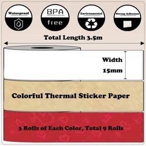 img 3 attached to 🖨️ Phomemo Thermal Sticker Paper - Transparent, Sticker Gold, Red Heart 15mm x 3.5m for Phomemo M02S Pocket Bluetooth Printer - 3 Rolls of Each Color, Total 9 Rolls - Superior Quality and Versatile Customization