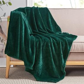 img 4 attached to 🔋 RYB HOME Hunter Green Queen Size Fleece Flannel Velvet Blanket - W90 x L90 inch - Ideal for Travel, Camping, Couch, Bed, and Sofa