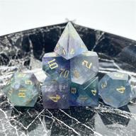 🎲 truewon stone dice: handmade set of 7 rpg dice - natural gemstones, colored fluorite s логотип