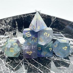 img 4 attached to 🎲 Truewon Stone Dice: Handmade Set of 7 RPG Dice - Natural Gemstones, Colored Fluorite S