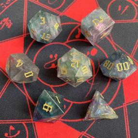 img 3 attached to 🎲 Truewon Stone Dice: Handmade Set of 7 RPG Dice - Natural Gemstones, Colored Fluorite S