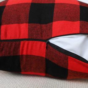 img 2 attached to DASAN Retro Farmhouse Buffalo Tartan Checkered Plaid Cotton Linen Decorative Throw Pillow Case Cushion Cover Pillowcase for Sofa, Car, Bed, Pack of 2 (Black/Red, 18x18)