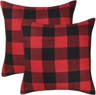 dasan retro farmhouse buffalo tartan checkered plaid cotton linen decorative throw pillow case cushion cover pillowcase for sofa, car, bed, pack of 2 (black/red, 18x18) logo