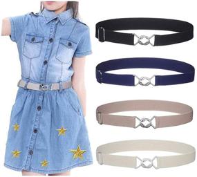 img 4 attached to 👖 4Pcs Kids Boys Elastic Buckle Belt, Uspacific Stretch 8-word Buckle Belt, 2, Large: Stylish and Comfortable Belts for Active Boys